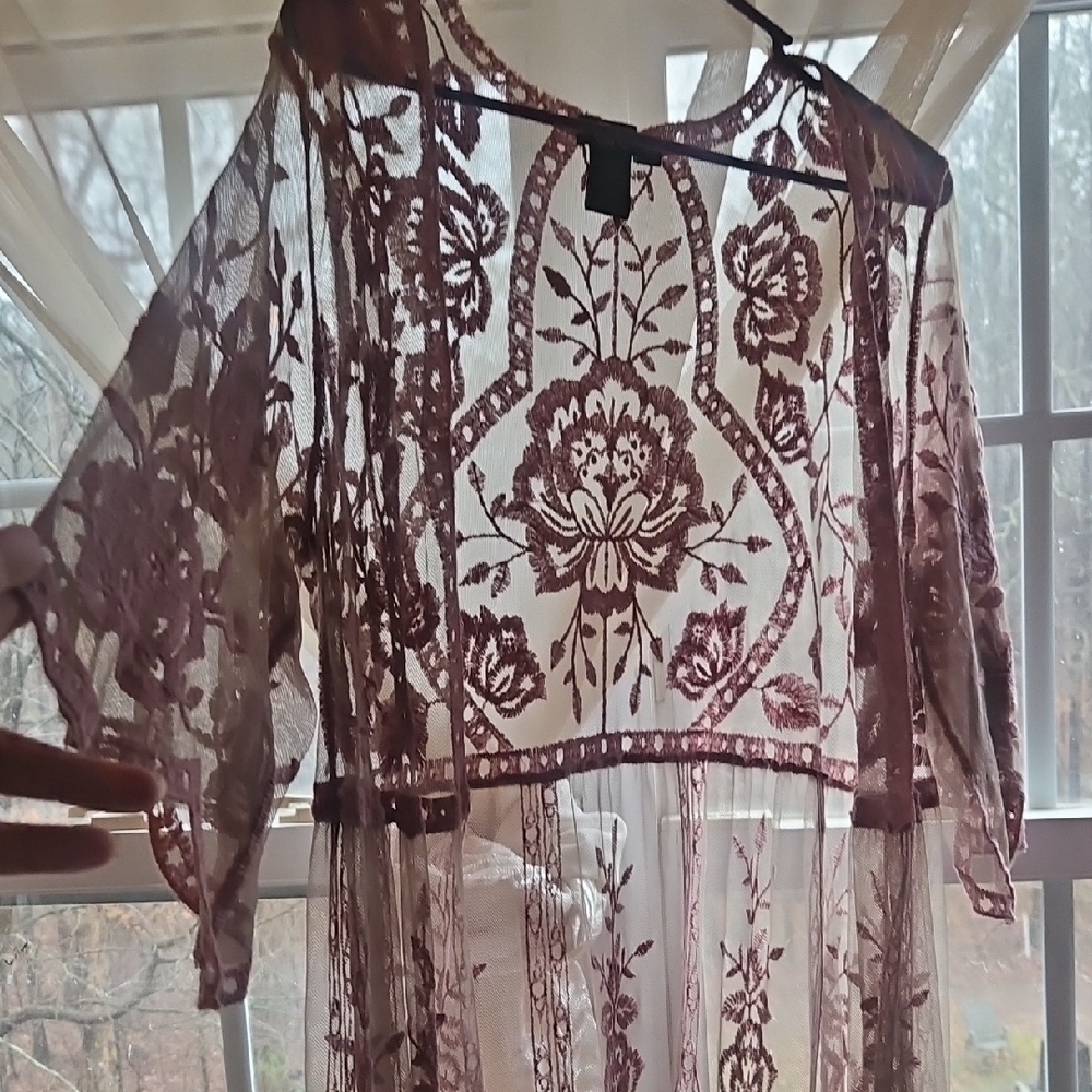 Miss Chievous Sheer Lace Jacket - Brown